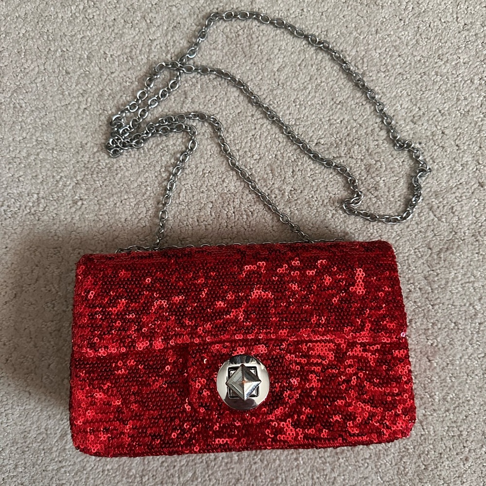 Red Sequin crossbody purse